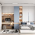 Modern Kids Room Interior Design With Bed Desk Bookshelves Cabinets And Rug