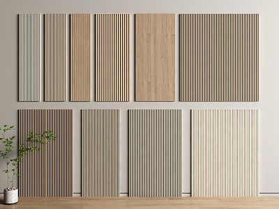 Wall Panel Grille Panel Wood veneer Decorative Panel Solid Board Wood Grille TV Background Wall 3d model