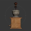 Vintage Manual Kitchen Grinder With Wooden Base And Stone Bowl As Traditional Kitchen Appliance