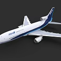 ANA Passenger Airplane With White And Blue Livery On Black Background