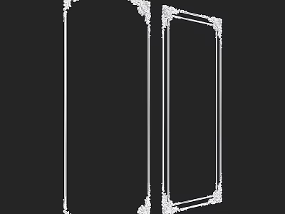 Decorative Background Wall With White Frame And Black Surface Design 3d model