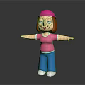 Cartoon Girl With Pink Cap Pink T-shirt And Blue Pants Arms Outstretched
