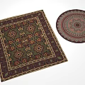 Decorative Square Rug With Intricate Floral Pattern And Matching Round Rug Design For Home Decor
