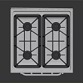 Stainless Steel Gas Stove Oven With Four Burners And Control Knobs For Kitchen Cooking