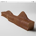 Modern Wooden Public Chair With Unique Wavy Stripes Design For Public Spaces