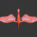 Red Flamingo With Spread Vibrant Feathers Standing On Long Legs Against Dark Background