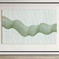 Modern Textured Green Wavy Pattern Wall Art in Black Frame with Light Background 3d model