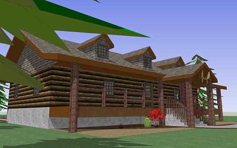 Modern houses, rural houses, forest huts 3d model