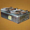 Vintage Open Reel Tape Recorder Classic Household Appliance with Metal Control Panel and Knobs