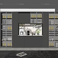Modern Dark Gray Wine Cabinet With Glass Doors LED Lighting And Wine Bottles