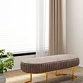 Modern Light Brown Velvet Sofa Bench With Gold Metal Round Legs For Room Decor