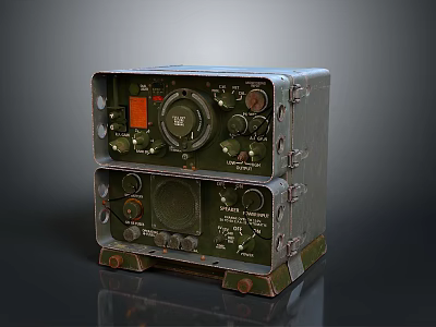Vintage Electronic Device With Control Panel Knobs Dials And Metal Case 3d model