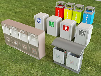 Outdoor Trash Bin Trash Bin Classification Trash Bin 3d model
