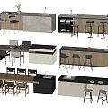 Modern Bar Counter Designs With Wooden Marble Tops And Matching Stools