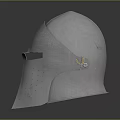 Shiny Medieval Metal Weapon Helmet With Face Guard And Riveted Design