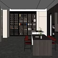 Modern Wine Cellar Interior Design With Dark Wood Racks And Marble Countertop Lighting And Bar Stools