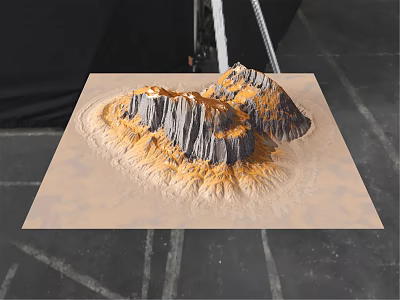 Garden Landscape Terrain Model With Layered Mountain And Rock Texture 3d model