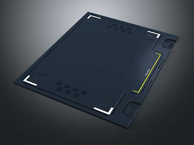 Black Electronic Panel With Circular Holes Yellow Stripe And White Borders 3d model