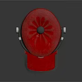 Red Formal Hat With Circular Top Gray Edging And Metallic Buckles