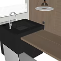 Modern Bathroom Vanity With Black Marble Countertop Silver Faucet Undermount Sink And Running Water