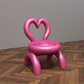 Children's Chair Seat Stool Cute Heart-shaped Low Stool Backrest Chair Cartoon Children's Furniture 3d model