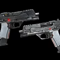 Modern Tactical Handguns As Advanced Weapon Design With Metallic Finish And Red Indicators