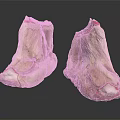 Two Detailed Foot Shaped Carved Sculptures With Red Decorative Lines Design