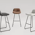 Modern Leather Bar Stools Gray Brown White With Sleek Metal Legs Design
