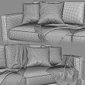 Gray Sofa Interior With Patterned Pillows And Cozy Knitted Blankets 3d model
