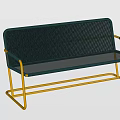Modern Outdoor Bench With Green Woven Seat And Golden Metal Frame