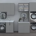 Modern Bathroom Cabinetry with Sink Washing Machines and Storage Cabinets