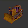 Yellow Bulldozer with Tracks and Front Blade as Heavy Duty Functional Vehicle