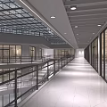 Bright Shopping Mall Lobby Featuring Glass Curtain Walls Double Level Railings And Recessed Ceiling Lights