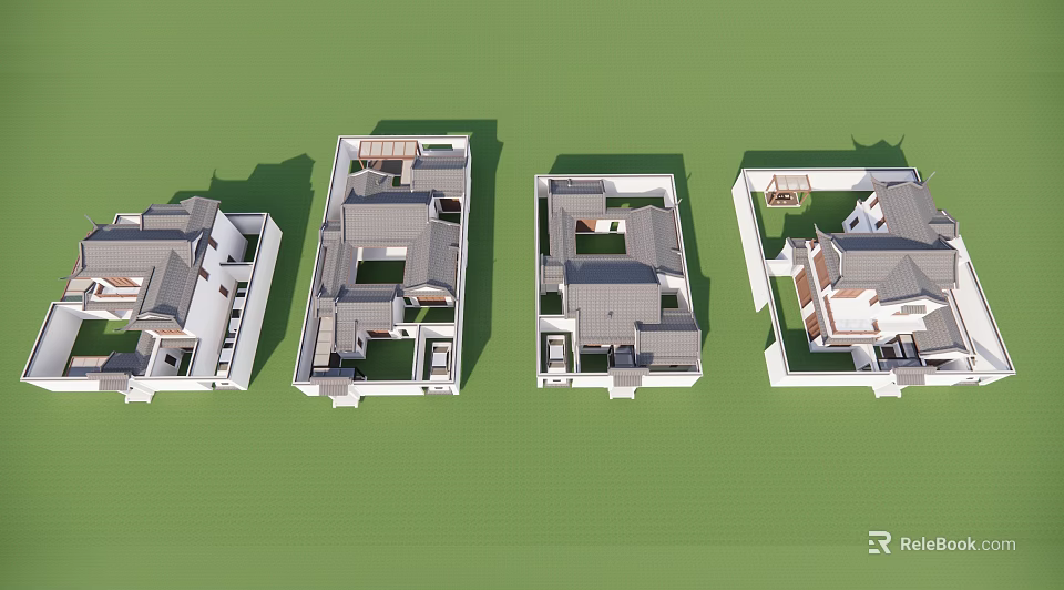 Detailed Ancient Architecture Multiple Perspective Model Display With Traditional Structural Design 3d model