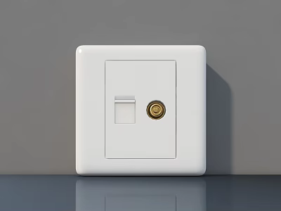 Modern Functional Desk With White Switch Panel And Gold Button Smooth Tabletop Design 3d model