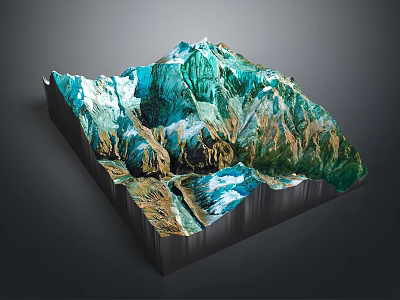 Garden Landscape Featuring 3D Mountain Terrain Model with Rocky Slopes and Green Vegetation 3d model