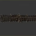 Rustic Fence With Wooden Posts Barbed Wire And Spiked Tops For Security Protection
