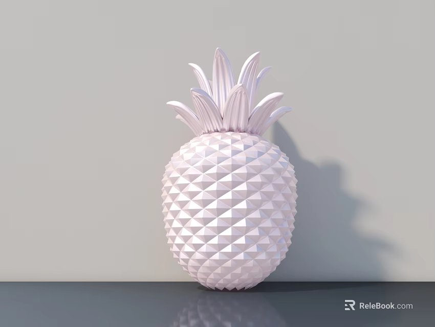 White Pineapple Sculpture Carving With Diamond Pattern Surface And Smooth Design 3d model