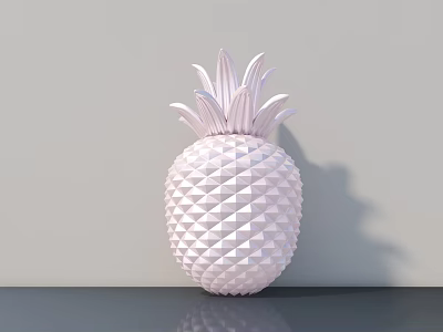 White Pineapple Sculpture Carving With Diamond Pattern Surface And Smooth Design 3d model