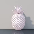 White Pineapple Sculpture Carving With Diamond Pattern Surface And Smooth Design 3d model