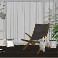 Comfortable Modern Lounge Chair By Window With Green Plants And Soft Pillows