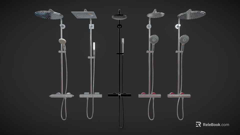 Modern Shower Systems Featuring Multiple Styles With Rainfall And Handheld Heads 3d model 