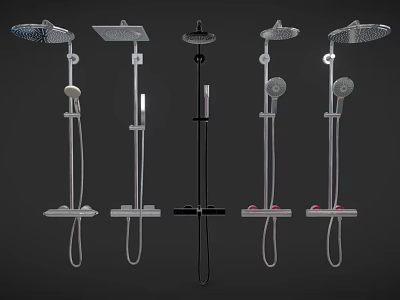 Modern Shower Systems Featuring Multiple Styles With Rainfall And Handheld Heads 3d model