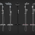 Modern Shower Systems Featuring Multiple Styles With Rainfall And Handheld Heads 3d model