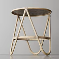 Round Rattan Coffee Table With Crossed Legs And Minimalist Natural Design