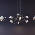 Modern Unique Pendant Lights with Curved Metal Frames and Glass Globes 3d model