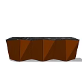 Modern Geometric Reception Desk With Brown Panel Design And Black Top Surface 3d model