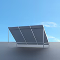 Solar Panel System With Tilted Frame And Multiple Panels On Metal Support 3d model