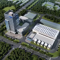 Aerial View Planning Of Modern Building Complex With High Rise Low Rise Structures And Green Lawn