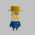 Cartoon Man Wearing Yellow Hat And Blue Shirt With Colorful Buttons And Mustache